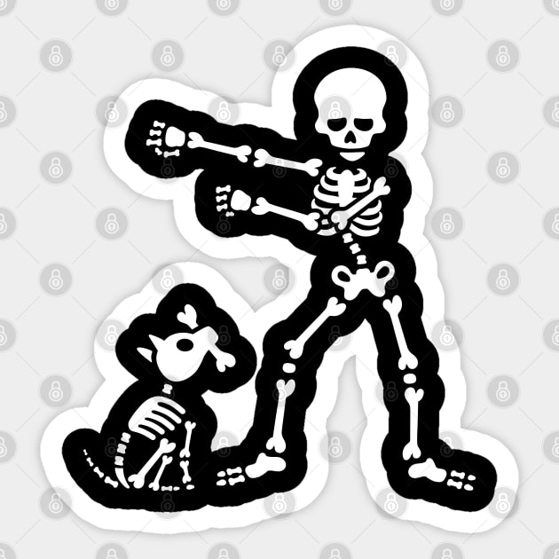 Flossing floss like a boss skeleton dog dance Sticker by LaundryFactory